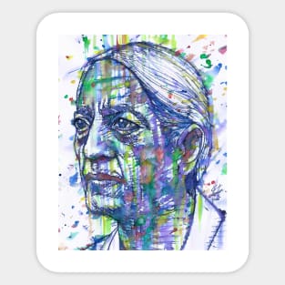 JIDDU KRISHNAMURTI watercolor and ink portrait Sticker